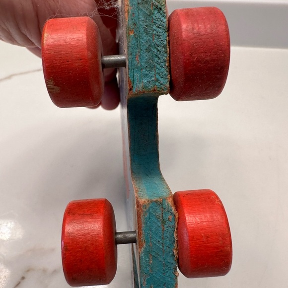 Vintage Fisher Price 1942 wooden cut out elephant #20 pull push toy wheels RARE - Picture 5 of 7